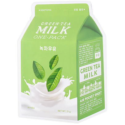 A'pieu Green Tea Milk One-Pack Успокаивающая маска с экстрактом зеленого чая и гамамелиса 1шт