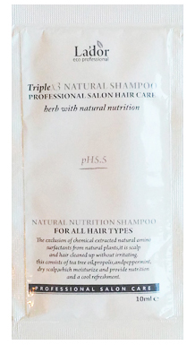 Lador Triplex Natural Shampoo Безсульфатный шампунь с экстрактами и эфирными маслами (тестер) 10мл