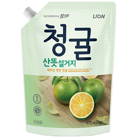 CJ Lion Chamgreen Средство для мытья посуды, овощей и фруктов (зелёный цитрус) 970мл