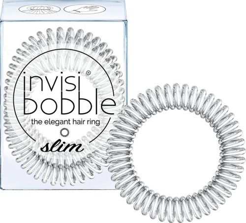 Invisibobble SLIM Chrome Sweet Chrome Резинка-браслет для волос (мерцающий серебряный) 3шт