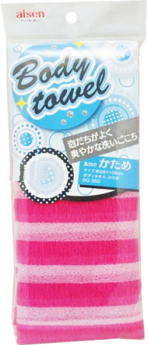 Aisen Body Towel Массажная мочалка (розовая) 28х100см (жесткая) 1шт