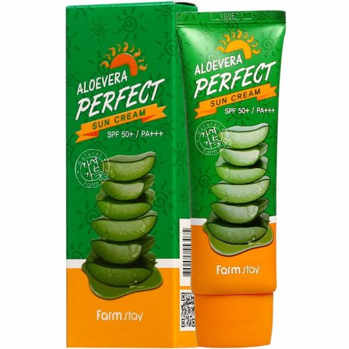 Farmstay Aloevera Perfect Sun Cream Солнцезащитный крем с алоэ SPF 50+/PA+++ 70г