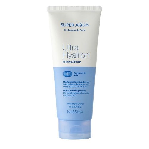 Missha Super Aqua Ultra Hyalron Cleansing Foam Увлажняющая пенка с гиалуроновой кислотой 200 мл