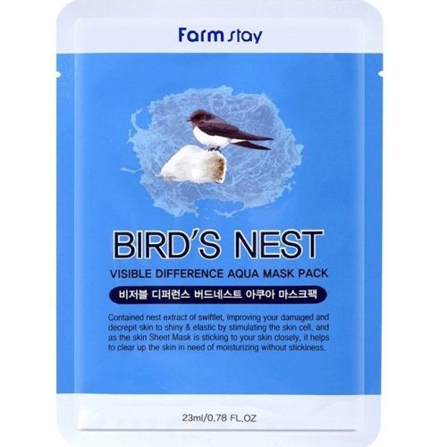 Farmstay Visible Difference Birds Nest Aqua Mask Pack Тканевая маска с ласточкиным гнездом 23мл