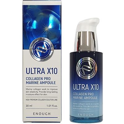 Enough Ultra X10 Collagen Pro Marine Ampoule Увлажняющая сыворотка с коллагеном 30мл