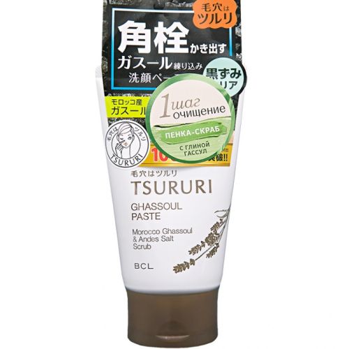 BCL Tsururi Ghassoul Paste Пенка-скраб для с глиной гассул для нормальной и жирной кожи 120г