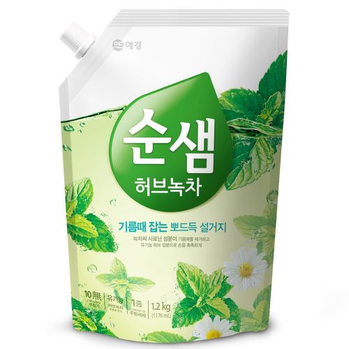 Kerasys Soonsaem Natural Green Tea Средство для мытья посуды с ароматом зеленого чая (рефил) 1.2л