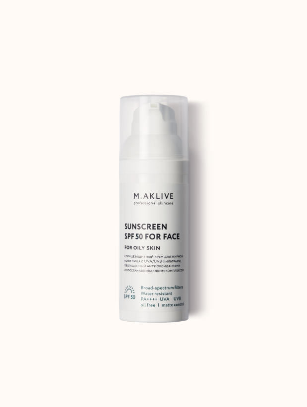 Солнцезащитный крем SPF50 для жирной кожи лица  M.AKLIVE