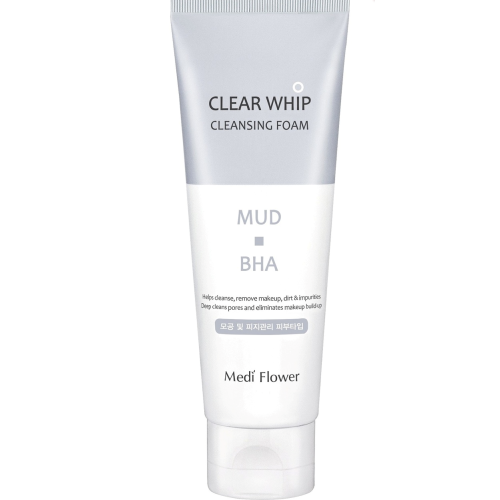 Mediflower Mud Clear Whip Cleanser Пенка для умывания с белой глиной и BHA кислотами 120мл