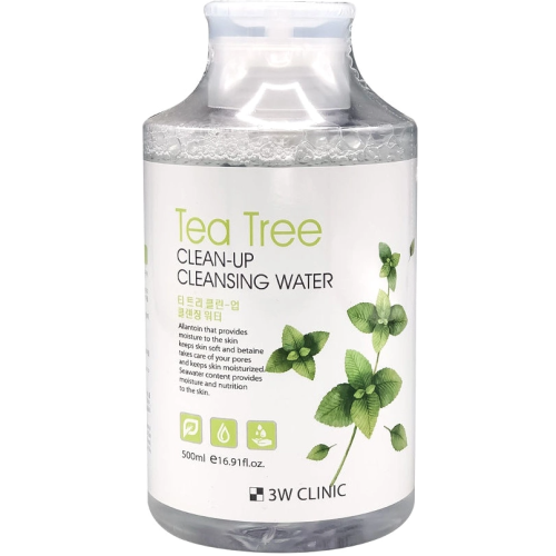 3W Clinic Tea Tree Clean-Up Cleansing Water Очищающая вода для снятия макияжа с чайным деревом 500мл