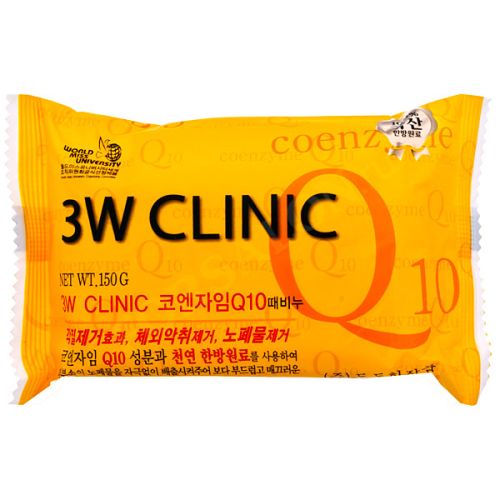 3W Clinic Q10 Dirt Soap Антивозрастное мыло с коэнзимом 150г