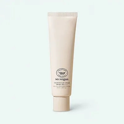 SO NATURAL So Vegan Calming Sun Cream Веганский солнцезащитный крем SPF50+ PA++++ 50мл УЦЕНКА