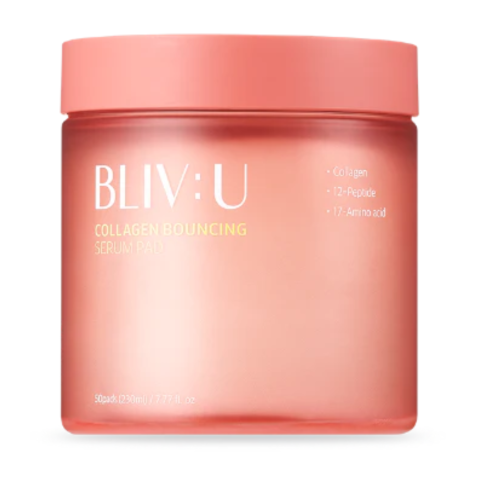 BLIV:U Collagen Bouncing Serum Pad Коллагеновые пэды для упругости с пептидами 50 шт