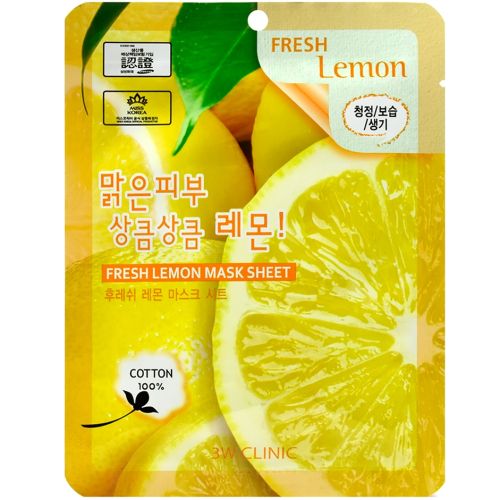 3W Clinic Fresh Lemon Mask Sheet Тканевая маска для лица Лимон 1шт
