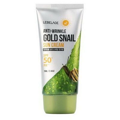 Lebelage Anti-Wrinkle Gold Snail Sun Cream Солнцезащитный крем с муцином улитки SPF50+/PA+++ 70мл