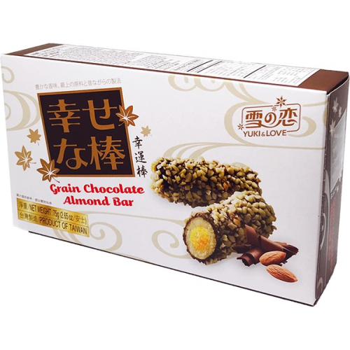Daifuku Yuki-Love Black Chocolate Bar Almond Зерновой батончик с шоколадом и миндалем 75г