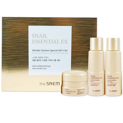 The Saem Snail Essential EX Набор антивозрастной с муцином улитки: крем, эмульсия, тонер 31+31+10мл
