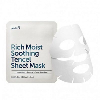 Dear, Klairs Rich Moist Soothing Tencel Sheet Mask Маска для глубокого увлажнения кожи 25мл УЦЕНКА