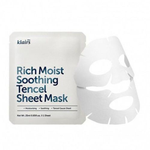 Dear, Klairs Rich Moist Soothing Tencel Sheet Mask Маска для глубокого увлажнения кожи 25мл УЦЕНКА