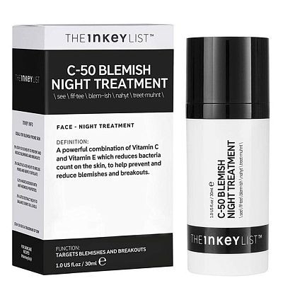 The Inkey List C-50 Bemish Nght Treatment  Ночная маска для проблемной кожи с BHA и витамином С 30мл