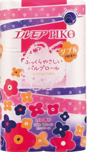 Kami Shodji Ellemoi Piko Ароматизированная двухслойная туалетная бумага (розовая) 25м*12шт