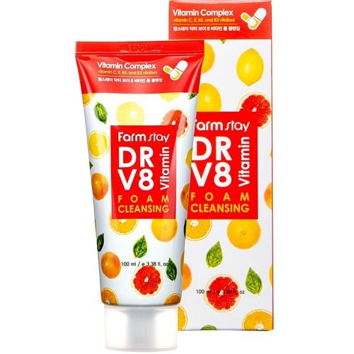 Farmstay DR-V8 Vitamin Foam Cleansing Пенка для умывания с витаминным комплексом 100мл