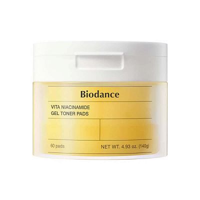 Осветляющие тонер-пэды с ниацинамидом для сияния кожи Biodance Vita Niacinamide Gel Toner Pads 60шт