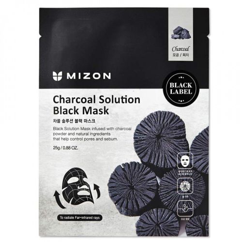 Mizon Charcoal Solution Black Mask Тканевая маска для лица c древесным углем 25мл