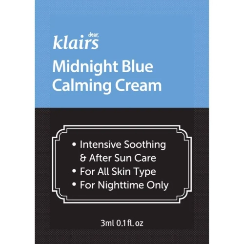 Dear, Klairs Midnight Blue Calming Cream Успокаивающий ночной крем (тестер)
