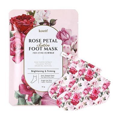 Petitfee Koelf Foot Mask Rose Petal Satin Маска-носочки для ног с экстрактом розы 1 пара
