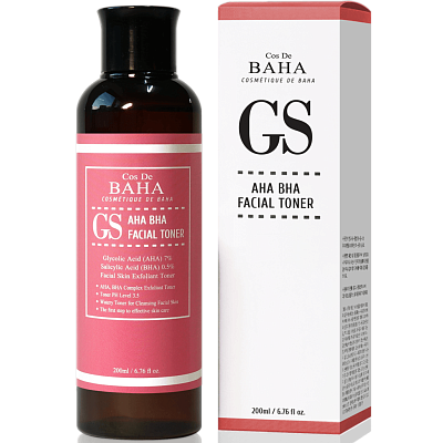 Cos De BAHA AHA/BHA GS Facial Toner Тонер-пилинг с AHA/BHA кислотами для проблемной кожи 200млУЦЕНКА