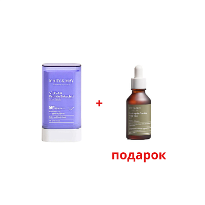 Солнцезащитный стик MARY&MAY Vegan Peptide Bakuchiol Sun Stick SPF50+ PA++ 18г + Сыворотка В ПОДАРОК