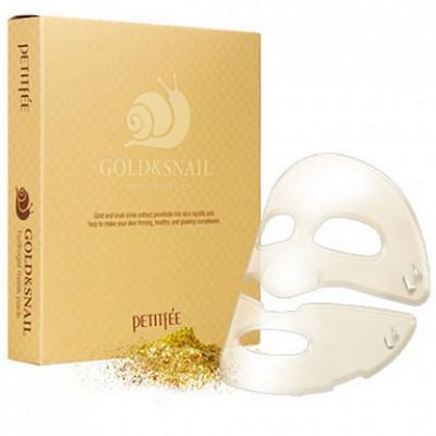 Petitfee Gold&Snail Transparent Gel Mask Pack Гидрогелевые маски для лица с золотом и улиткой 5шт