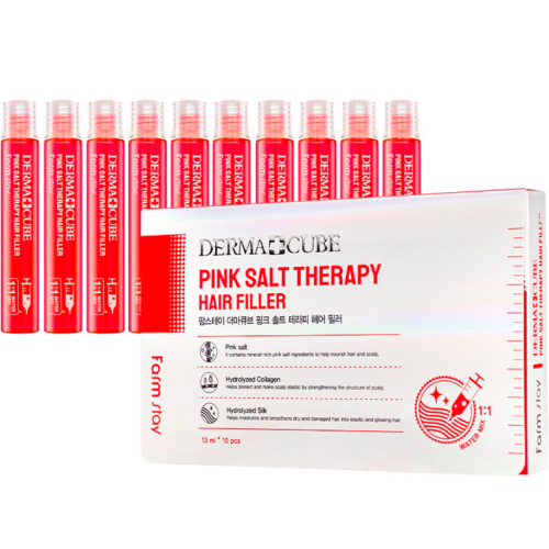Farmstay Derma Сube Pink Salt Therapy Hair Filler Укрепляющий филлер с розовой солью 13мл*10шт
