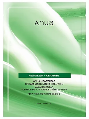 Anua Heartleaf Cream Mask Night Solution Барьерная тканевая крем-маска с хауттюйнией 25 мл