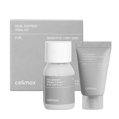 Набор миниатюр с керамидами Celimax Dual Barrier Trial Kit Тонер 20мл + Крем 10мл