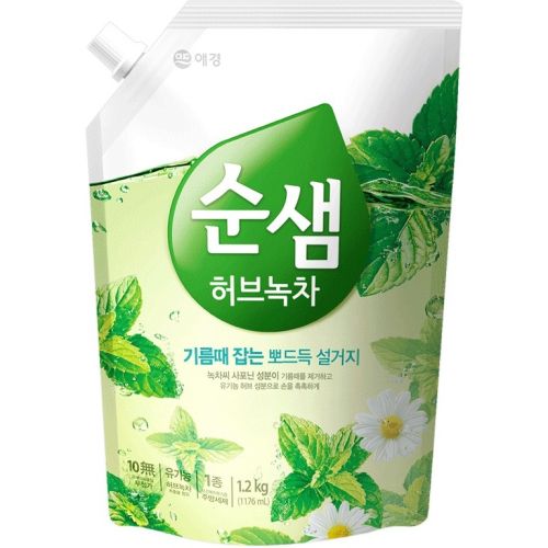 Kerasys Soonsaem Natural Green Tea Средство для мытья посуды с ароматом зеленого чая (рефил) 1.4л
