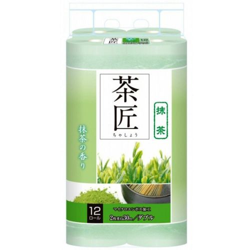 Fujieda Seishi Двухслойная туалетная бумага с ароматом зеленого чая 25м*12шт