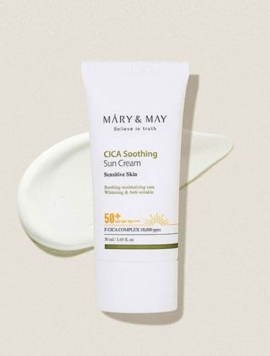 MARY&MAY CICA Soothing Sun Cream Успокаивающий солнцезащитный крем с центеллой SPF50+ PA++++ 50мл фото 2
