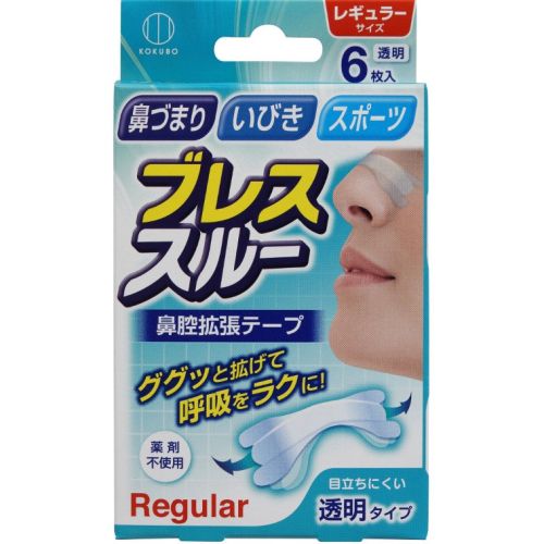 Kokubo Антихрап Наклейка на нос (стандартный размер, прозрачный) 6шт