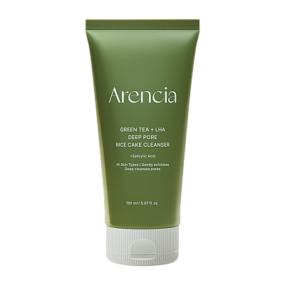 Глубокоочищающая пенка с кислотами Arencia Green Tea + LHA Deep Pore Rice Cake Cleanser 150мл