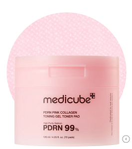 Пэды с коллагеном и ПДРН Medicube Pdrn Pink Collagen Toning Gel Toner Pad 70шт