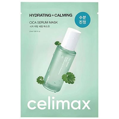 Celimax The Real Cica Calming Ampoule Mask Успокаивающая тканевая маска на основе центеллы 27мл