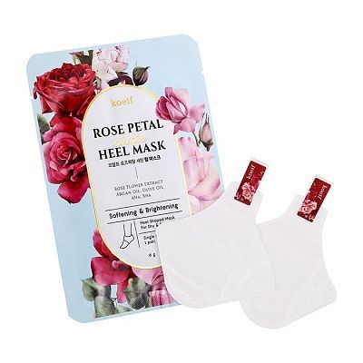 Petitfee Koelf Rose Petal Satin Heel Mask Атласная маска для пяток с лепестками роз 1 пара
