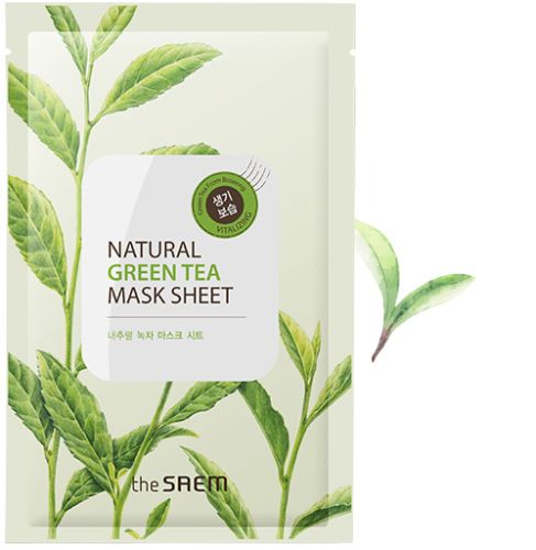 The Saem Natural Green Tea Mask Sheet Увлажняющая защитная маска с экстрактом зеленого чая 21мл