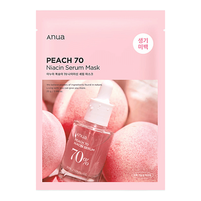 Anua Peach 70% Niacin Serum Mask Тканевая маска с персиком для сияния кожи 25 г