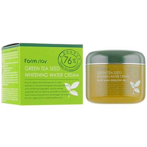 Farmstay Green Tea Seed Whitening Water Cream Увлажняющий крем с семенами зеленым чаем 100г