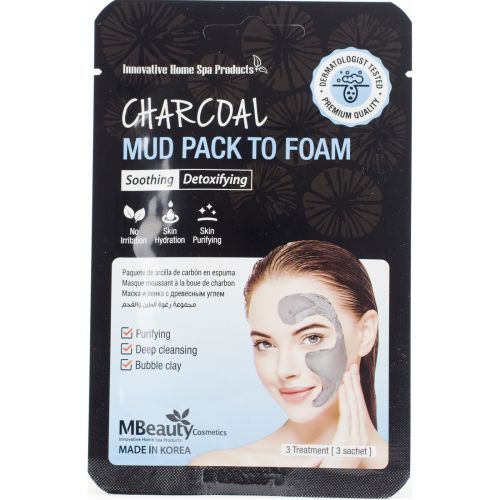 MBeauty Mud To Foam Masks Глиняная маска-пенка для лица с древесным углем 3шт*7г