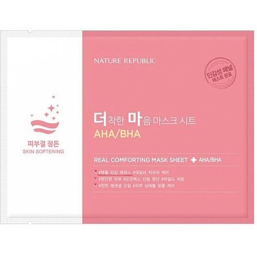 Nature Republic Real Comforting Mask Sheet (AHA/BHA) Маска тканевая для чувствительной кожи 24г
