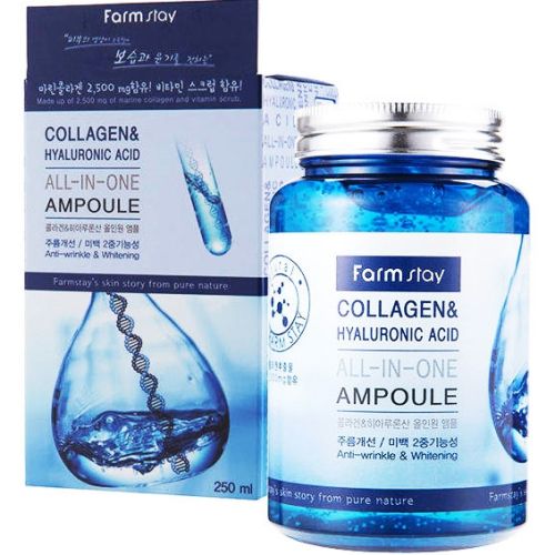 Farmstay All In One Collagen and Hyaluronic Ampoule Сыворотка с гиалуроновой кислотой 250мл